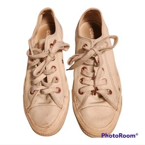 cream leather converse rose gold